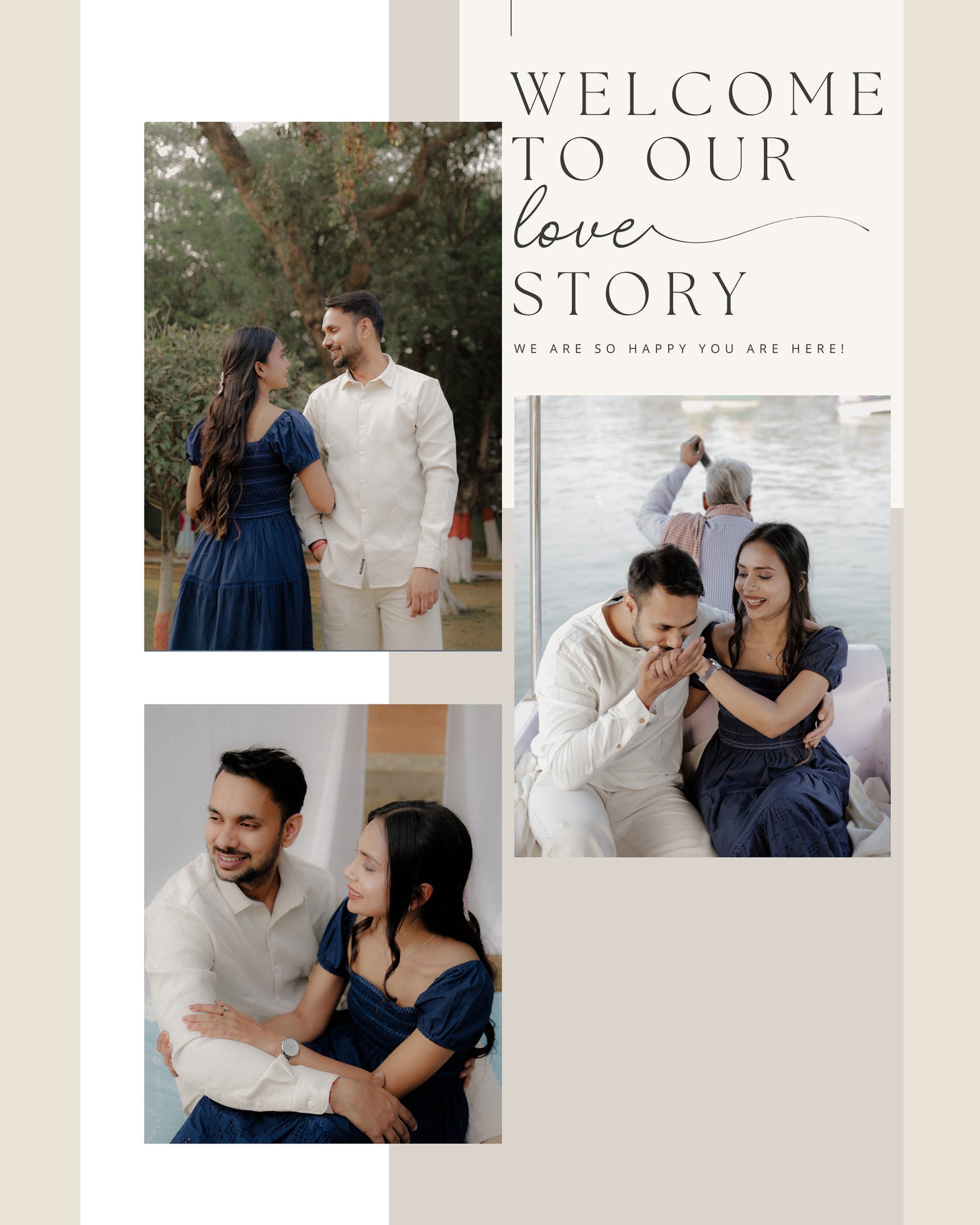 Album spread — 'Welcome to our love story'